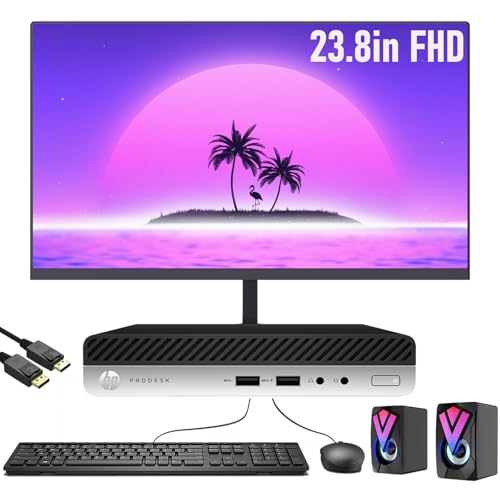 HP ProDesk 400 G4 Mini Gaming Desktop Computer with 23.8 FHD Monitor Gamer Desktop PC Core i5-8500T 16 GB RAM 512 GB SSD Keyboard and Mouse Speaker Windows 10 Pro (Renewed)