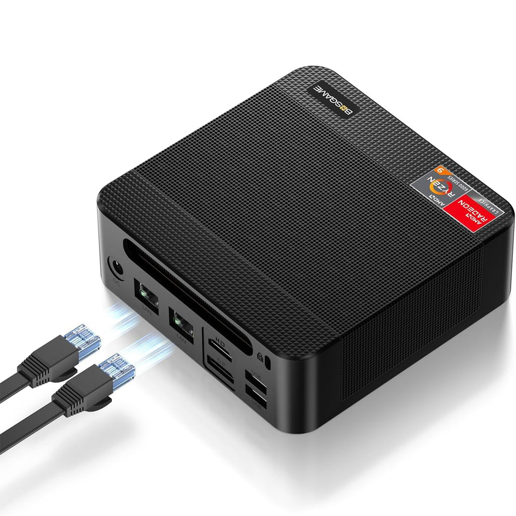 BOSGAME Mini Gaming PC AMD Ryzen 7 5825U Micro PC 32GB DDR4 RAM 1TB SSD Mini Desktop Computer Dual LAN 2.5GbE/4K Triple Display/WiFi6E/BT5.2 for Home/Office/Gamer