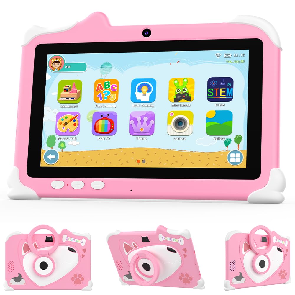 Aheadthink Kids Tablet for Boys and Girls 7 Inch Toddler Tablet 4GB + 32GB Android 12 Kids Tablet Parental Control Mode Education Bumper Protective Case Games Kids Tablet.