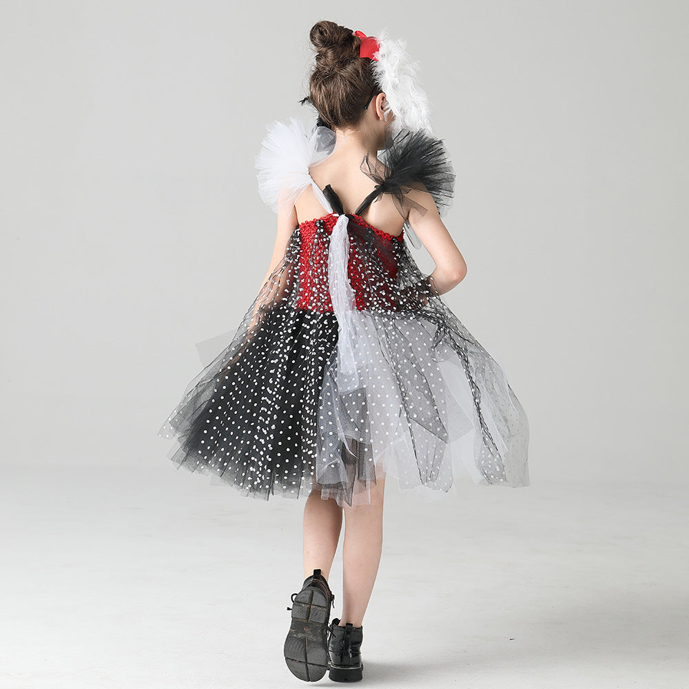 Cruella De Vil Cosplay Dress for Halloween Performance