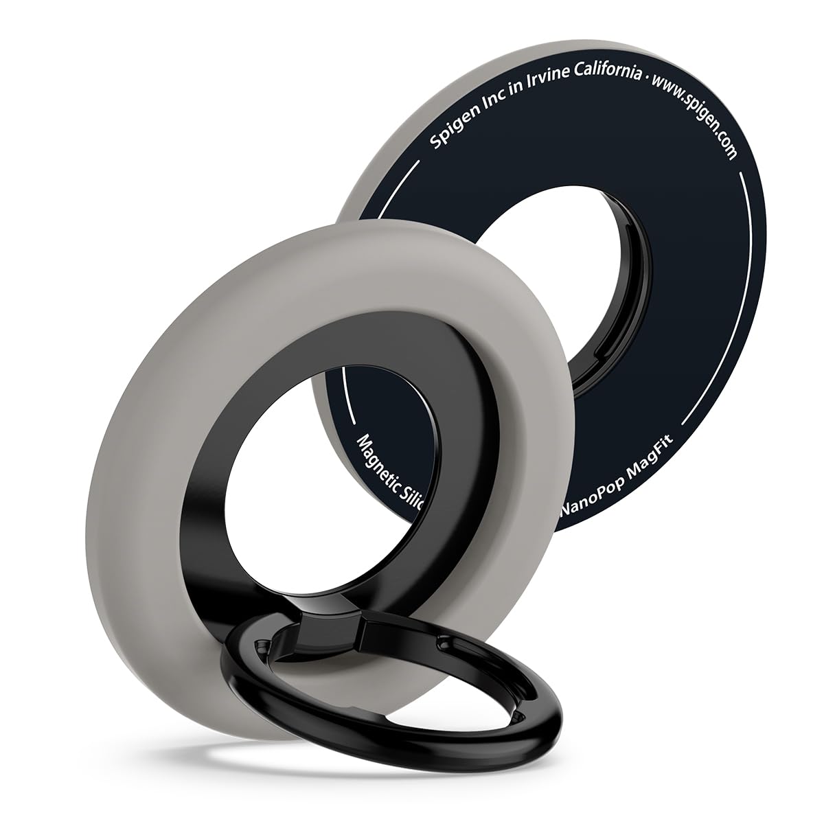 Spigen Nano Pop Magnetic Phone Grip Adjustable Holder Ring Kickstand Designed for MagSafe Compatible with iPhone 16 iPhone 15 iPhone 14 iPhone 13 iPhone 12 Series & MagSafe Cases - Truffle Gray