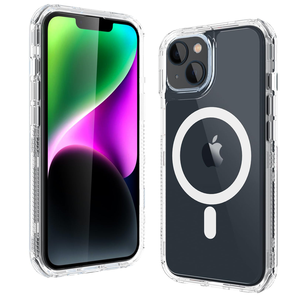 BOOLAKOS for iPhone 14 Case iPhone 13 Case [Compatible with MagSafe] Clear Shockproof Protective Phone Cases Transparent Magnetic Cover for iPhone 14 & iPhone 13 6.1inch