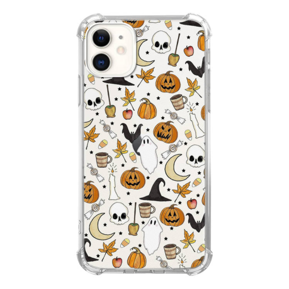 Fall Autumn Leaves Pumpkin Clear Case for iPhone 12/iPhone 12 Pro Halloween Ghost Skull Pattern Cover for iPhone 12/iPhone 12 Pro Cool Clear TPU Bumper Phone Case Cover for iPhone 12/iPhone 12 Pro