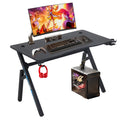 BestOffice Gaming Desk Computer Desk 47"x 23" Home Office Desk Extra Large Modern Ergonomic Black PC Carbon Fiber Table Gamer Workstation with Cup Holder Headphone HookBlue