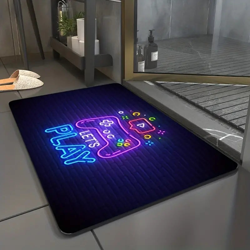 Neon Video Game Floor Mat - Large Gamer Area Rug