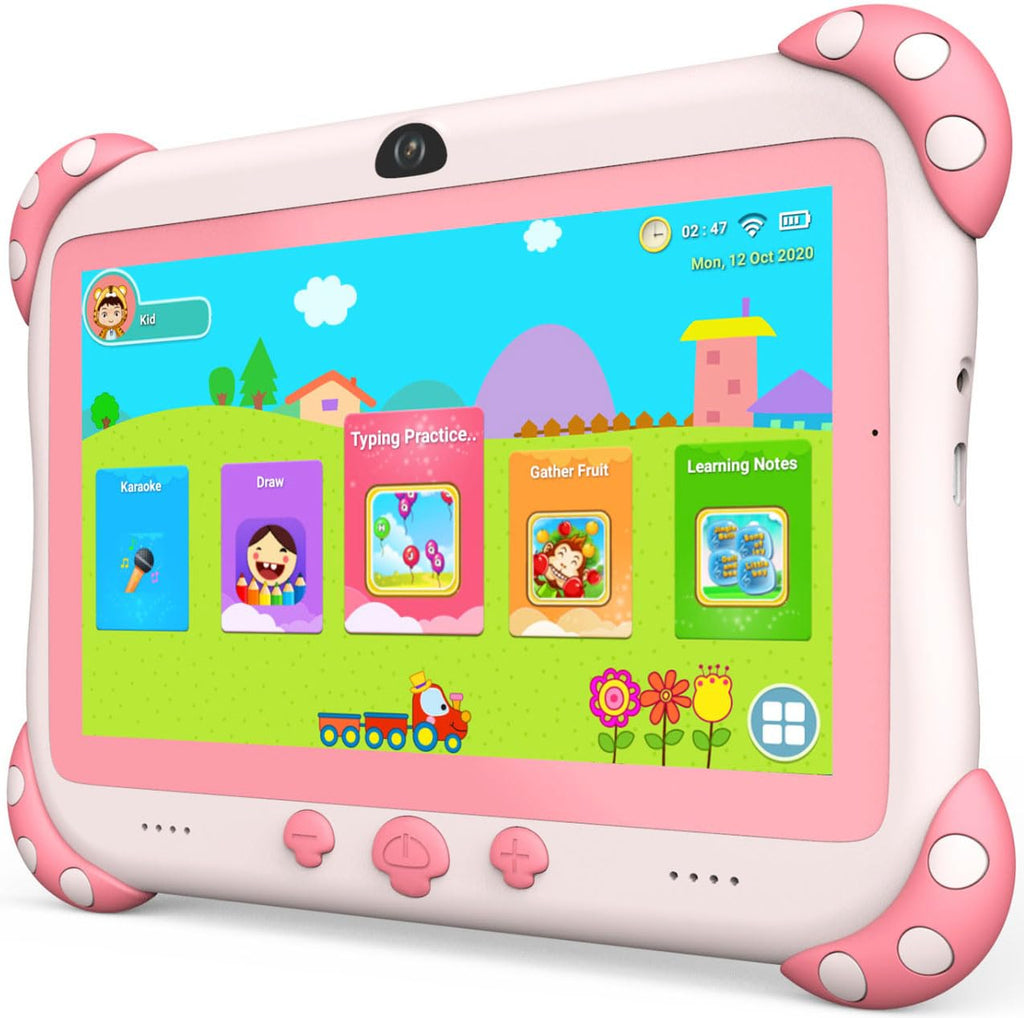 YINOCHE Kids Tablet 7 inch Tablet for Kids Toddler Tablet for Toddlers WiFi Android Kid Tablet 32G Dual Camera Parental Control Tablet with Kids app Pre-Installed (Pink)