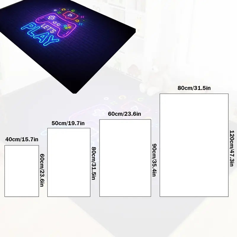 Neon Video Game Floor Mat - Large Gamer Area Rug