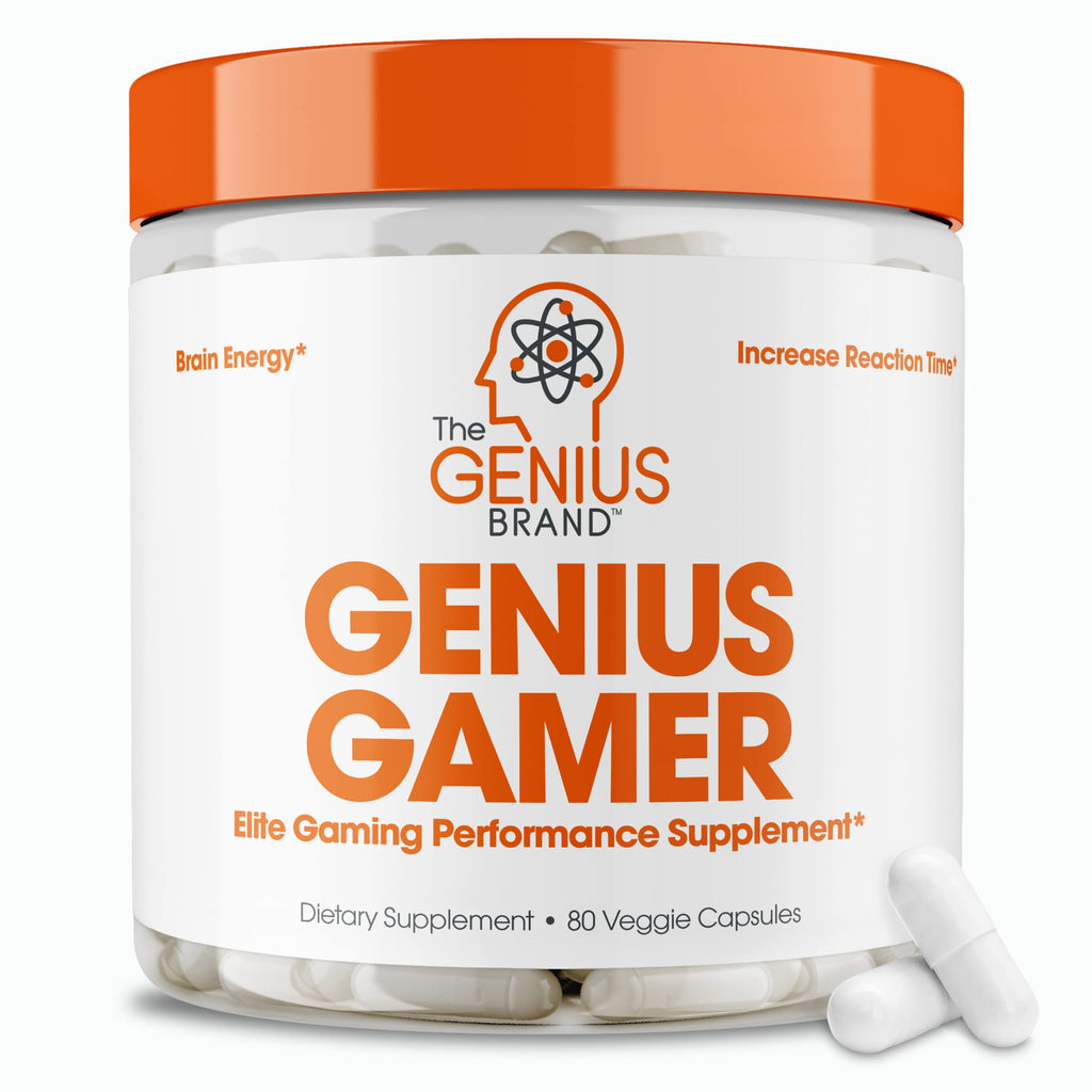 Genius Gamer Gaming Focus Supplement 80 Pills - Elite Nootropic Performance Booster - Boost Brain & Mental Clarity Reaction Time & Concentration - Blue Light Support with Lutemax