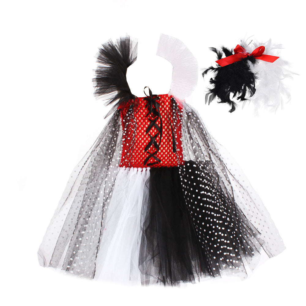 Cruella De Vil Cosplay Dress for Halloween Performance